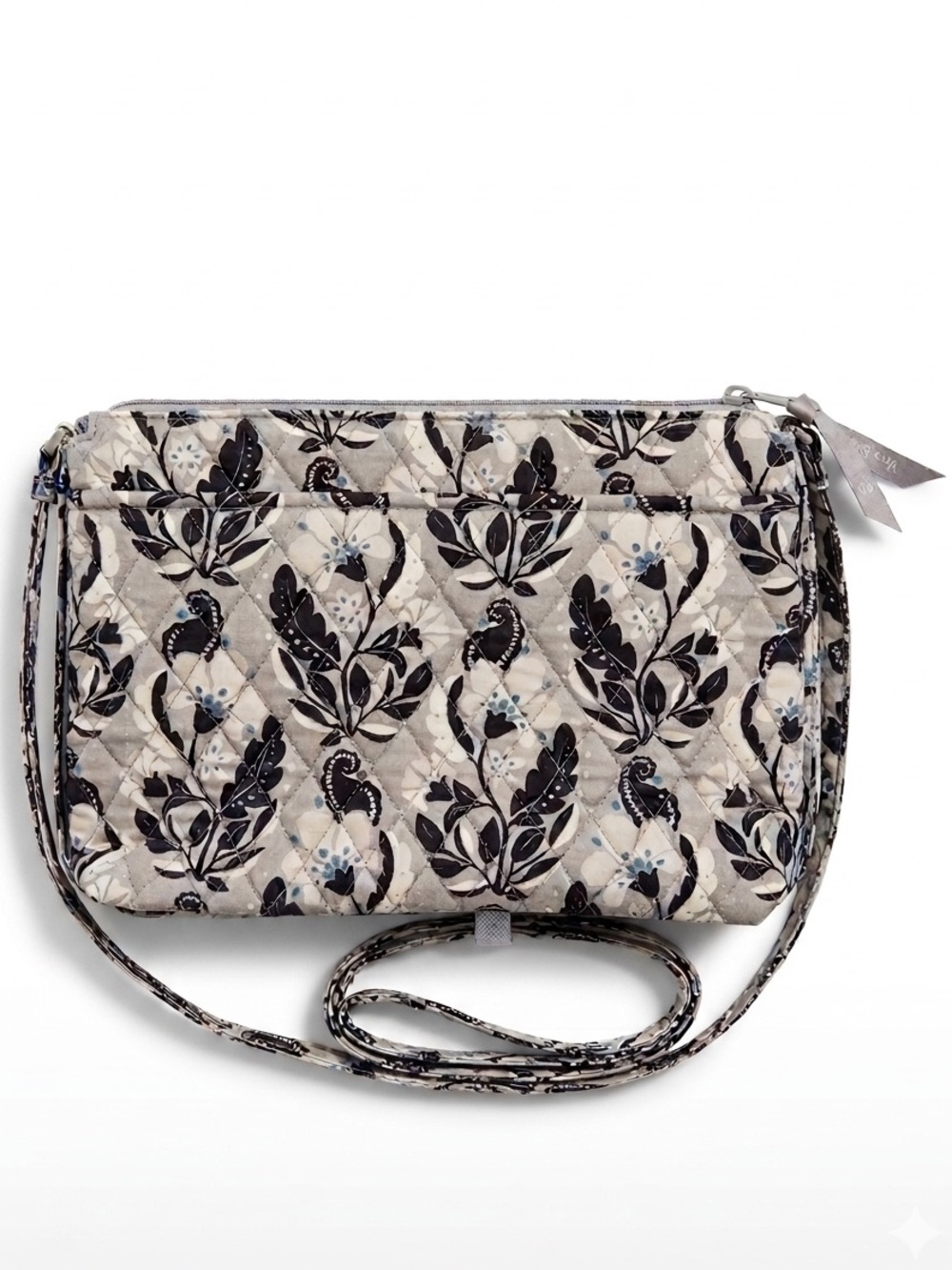Vera Bradley Small Crossbody Bag Quilted Floral Grey NWT